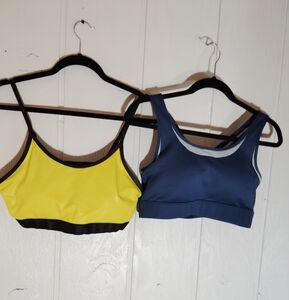 BUNDLE OF 2!! ZYIA Active, Metallic Yellow And Blue Sports Bras. Size XXL